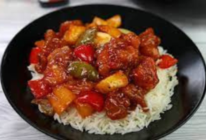 Рецепт риса с курицей в кисло-сладком соусе